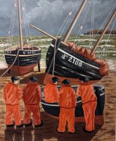 Conversation a marée basse - H.65 x L.54 cm - Huile