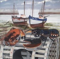 Homard et tourteau - H.60 x L.60 cm - Huile sur toile