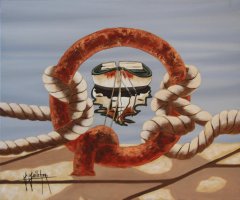 L'anneau - H. 55 L.46 cm - Huile sur toile