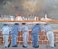 Vieux pecheurs - H.46 x L.55 cm - Huile sur toile