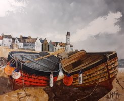 Marée basse à Sein - H.50 x L.61 cm - Huile sur toile