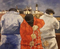 Retour de pèche - H.81 x L.65 cm - Huile sur toile