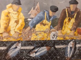 Pêche aux thons - H.81 x L.116 cm - Huile sur toile