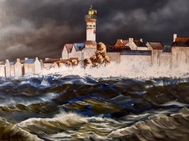 Tempête à Sein - H.50 x L.73 cm - Huile sur toile