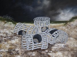 Les casiers - H.92 x L.73 cm - Huile sur toile