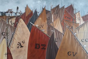 Les voiles - H.81 x L.116 cm - Huile sur toile