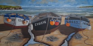 Les bouées - H.40 x L.80 cm - Huile sur toile